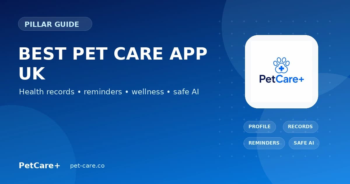 Best pet care app UK guide showing digital pet profiles, health records and reminders